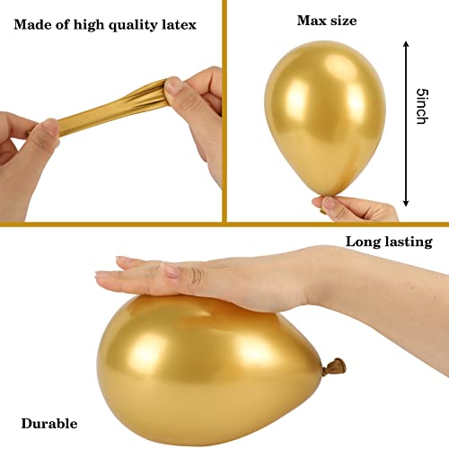 Rubfac Gold Balloons, 120Pcs 5 Inch Chrome Metallic Latex Gold Balloon For Party Supplies Birthday Anniversary Festival Baby Shower Wedding Engagement Decoration #TOP2
