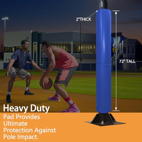 Heavy Duty Basketball Pole Pads, Fits 3\" x 3\", 3.5\"x 3.5\", 4\" x 4\" Round Size Poles, 2\" Thick 72\" Tall All-Weather Pad Blue(3 Sides Parcels)