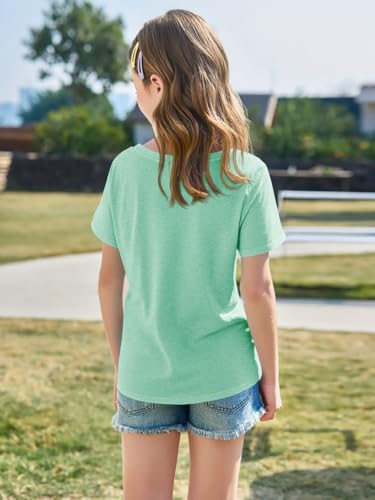 Image of Imily Bela Girls Short Sleeve T Shirts Casual Crewneck Fashion Tees Kids Summer Tops 5-14 Years