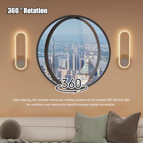 Ventana de ventilación circular giratoria 360 con manija para dormitorio de 50 cm de diámetro 4