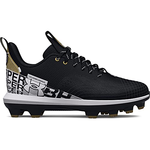 Under Armour Boy's Harper 7 Low Juniors Tpu Baseball Cleat Shoe, (001) Black/White/White, 6 Big Kid #TOP3