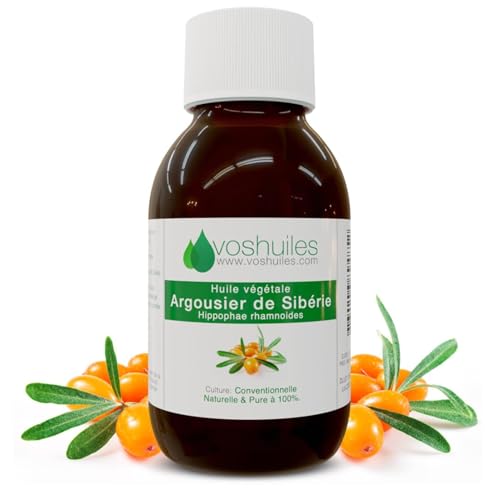 VOSHUILES - Huile Végétale d'Argousier - Cosmétique Parfum Légèrement Fruité et Acidulé - Soin Naturel pour Peau et Cheveux - 30ml