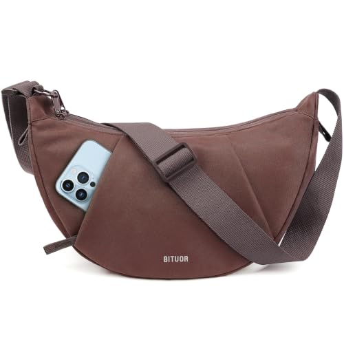 BITUOR Crossbody Bag for Women Nylon Crescent Shoulder Bag Purse Hobo Bag Waterproof & Anti-theft with Adjustable Strap Sling Bag for Daily Use