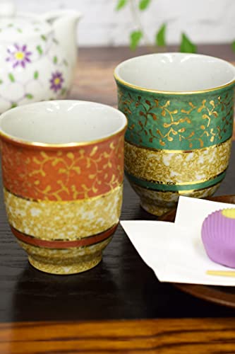 和座の蔵 おしゃれ ペア 湯呑み 九谷焼 夫婦湯呑み 金唐草 陶器 ブランド 和食器 日本製 結婚記念日 還暦祝い 古希祝い 喜寿祝い 傘寿祝い 米寿祝い プレゼント ギフト