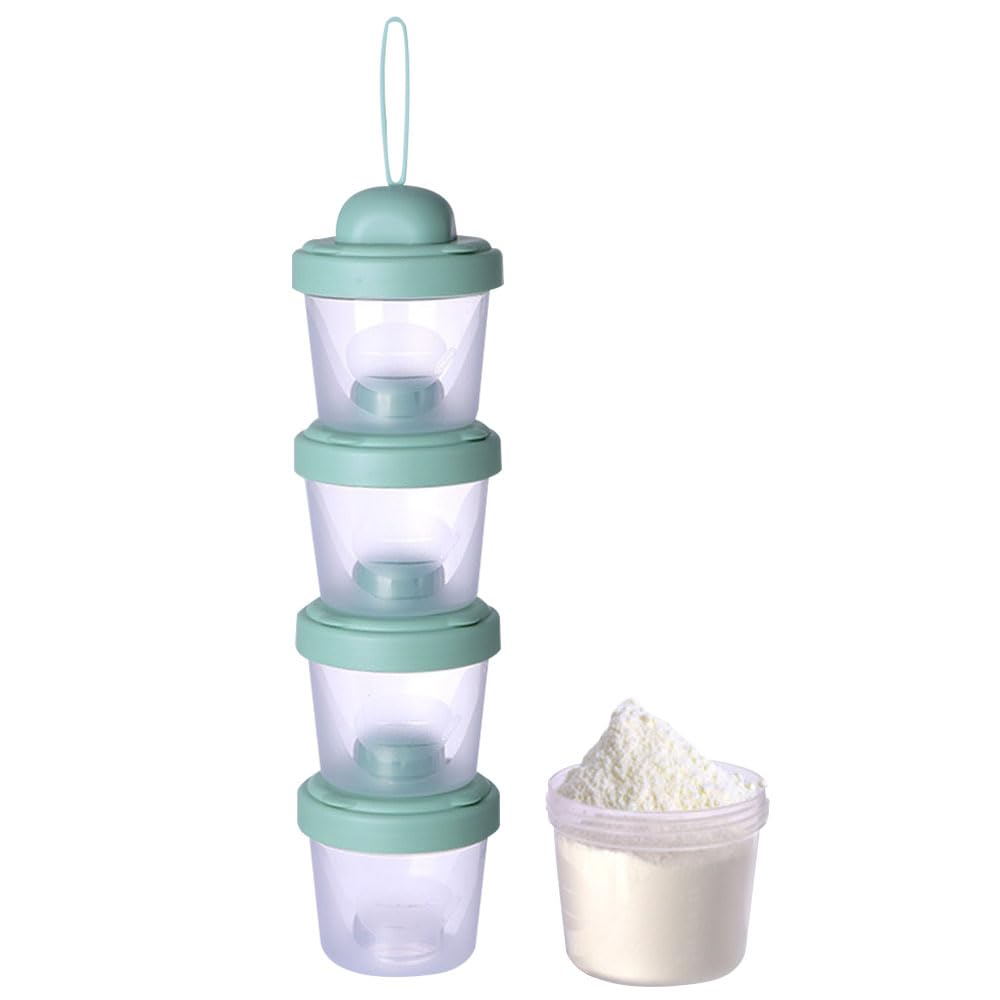 JZS Baby Milk Powder Formula Dispenser, 4 Layers Baby Formula Containers Holder Mixer BPA-Free Baby Feeding Snack Storage Container(Green)