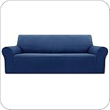 Amazon Brand - Umi Fundas para Sofa Funda Sofa 3 Plazas Ajustable Elasticas Anti Gatos Funda Protectora para Salon Azul