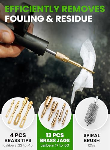 Gun Cleaning Kits for Handguns and Rifles, Shotgun, Airsoft - Portable Gun Cleaning Kit Incl. Stainless Steel Rods, Brass Jags, Gun Brushes, 3x3 Gun Cleaning Patches
