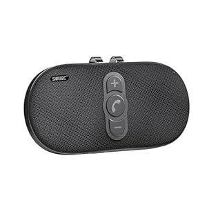 SUNITEC Handsfree Bluetooth Car Kit: Siri Google Assistant Supported – 6W Speaker – AUTO Power ON Voice Guidance Hands Free Car Phone Kit Bluetooth 5.1 with Visor Clip
