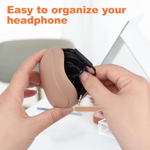NAWOKEENY 4Pcs Earphone Organizer Set, Silicone Headphone Case with Cable Ties, Portable Headphone Case, Earphone Bag for Wireless Headphone, In-Ear Headphones, USB Cable, Mini Items