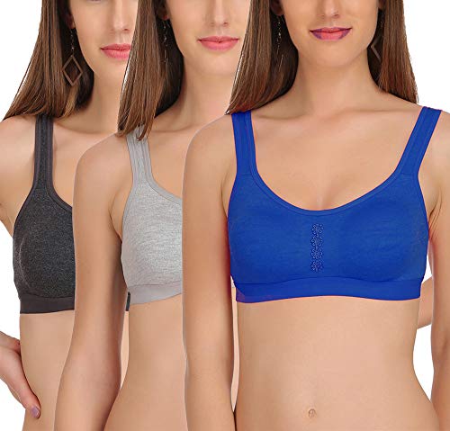Image of FIMS - Fashion is my style Women's Lycra & Cotton Non Padded Non-Wired Sports Bra (Pack of 3)