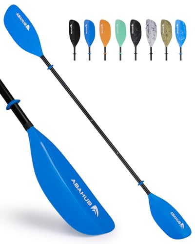 Abahub Pagaia Kayak 210 cm a 230 cm Regolabile Alluminio Doppia Remi Kayak Paddle Pagaie da Kayak per Kayak Barca a Remi Canoa Gambo in Lega di Alluminio Lame in Plastica Blu