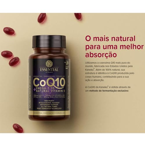 CoQ10 - Coenzima Q10 + Ômega 3TG + Vitamina E (60 Cápsulas) - Essential Nutrition