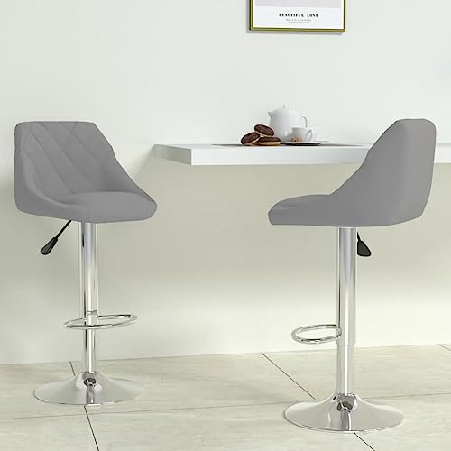 Frdhee Lot de 2 tabourets de coiffeuse - En velours - Gris clair - Pour cuisine, bistro, magasin