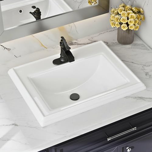 23"W x 18"D Drop In Bathroom Sink with Single Faucet