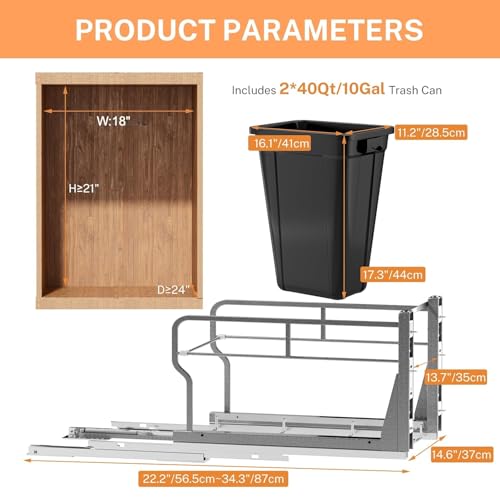 Caneca de basura extraíble para mueble YJHome 40 QT miniatura 2