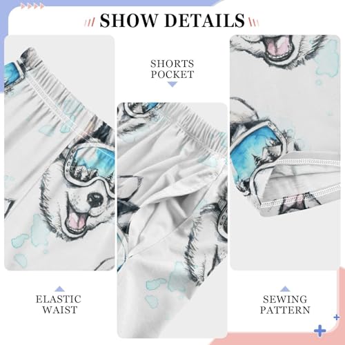 Boys' Pants Skier Husky Dog Long Bottoms Jogger Pants Elastic Waist Trousers with Pockets S-XL4