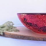 Ceramic HandPainted Red Bowls, Traditional Multisize Handmade Decorative Bowl, Pottery Bowl, Mother's day gift, Large Fruit Tapas Bowl, Gift (Size: Small 6)