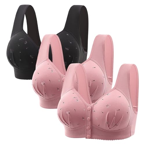 Brater - Ropa interior fina, sin cordones, cómoda, transpirable, talla grande, con hebilla, cuello en V, sin varillas, brasier para mujer, blanco, 72