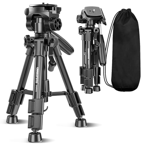 CAMBOFOTO 24 Inch Compact Tripod for Smartphones and Cameras, Lightweight Portable Tabletop Tripod with 3-Way Pan Head, Kids/Youth Travel Tripod for Photography, Vlogging, Streaming