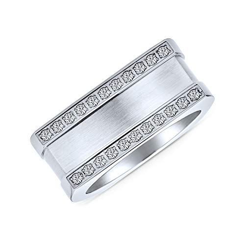 Bling Jewelry Personalize Greek Key Geometric Pave CZ Accent Cubic Zirconia Cross Mens Rectangle Signet Statement Band Ring For Men .925 Sterling Silver or Stainless Steel3