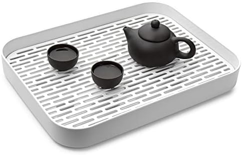 QIWODE Drain Tray, 2 Tier Dish Drainer Drying Rack with Drip Tray, Tea Tray for Cup Bowl Fruit Utensil Coffee