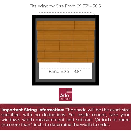 ARLO BLINDS Sheer Bamboo Roman Shades with Valance - Dali Native, 29.5" W x 60" H - Light Filtering Cordless Blinds for Interior Windows - Real Natural Bamboo Material - Mounting Hardware Included