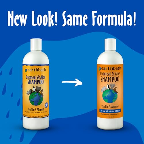 Image of earthbath Oatmeal & Aloe Dog Shampoo, Oatmeal Shampoo for Dogs, Itchy, Dry Skin Relief, Natural Cleanser for Dogs & Cats, Vanilla & Almond, Pint - 472ml