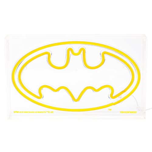 Image of Silver Buffalo DC Comics Batman Logo Symbol USB Powered Neon Light Box, 12 x 7 Inches