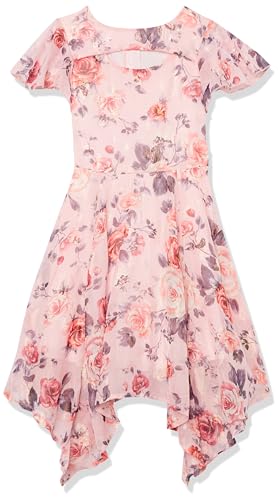 Speechless Girls' Short Sleeve Asymmetrical Hem Party Dress