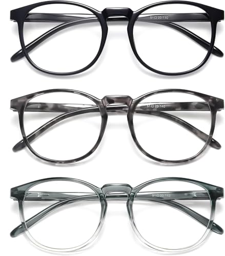 Image of IBOANN Chic & Comfy Blue Light Glasses for Women - 3-Pack Round Frames, Screen-Ready Style with UV Protection Coating