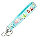 Camping Key Fob Strap - Camper Keychain - Blue Glamping Trailers - RV Accessories - 1 Inch Wide - 6