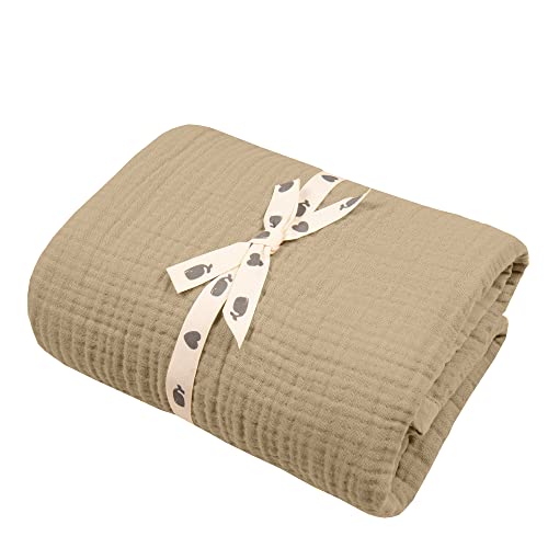 Image of Migaloo Muslin Blankets, Baby Toddler Quilt, 4 Layers, 100 Cotton Stroller Blanket, Hypoallergenic,Super-Soft,Breathable and Lightweight Swaddle,Nursery & Crib Blanket, Large (47 X 35 h) (Warm Sand)