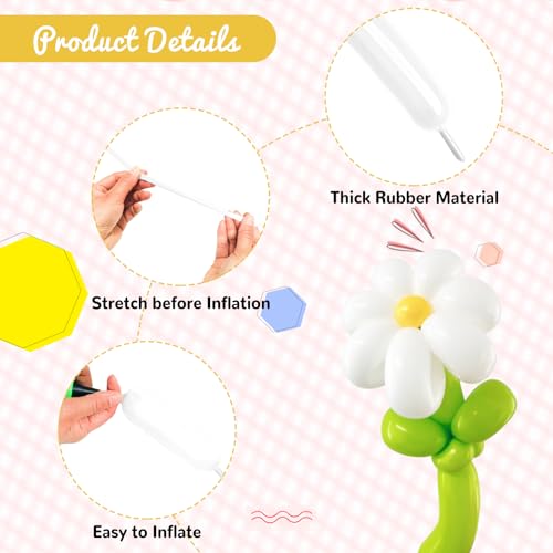 Image of 100Pcs White 260 Balloons, Skinny Long Balloon for Tying Balloon Arch Twisting Ballon Animal Balloons Birthday Party Wedding Festival Decorations.