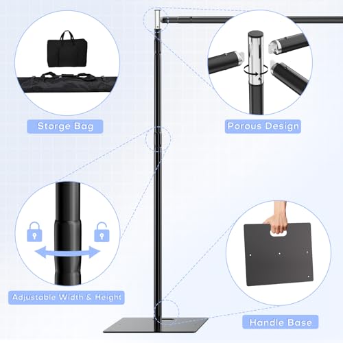 Image of HAYOHRT 10x10 ft Pipe and Drape Backdrop Stand Kit Heavy Duty Backdrop Stand Adjustable Photo Background with Metal Base for Parties Wedding Video Studio Birthday Background Stand