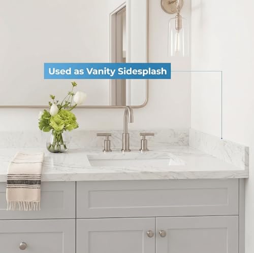 Image of Bathroom Vanity Sink Backsplash /Sidesplash (Engineered Carrara Marble, 4 inch x 42 inch)