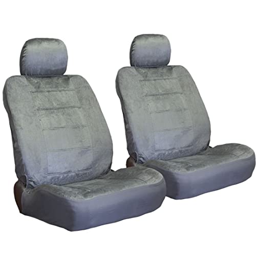 Yupbizauto New Premium Grade Velour Fabric Car Truck Seat Covers Set In Grey Support Split Bench Seat #TOP2