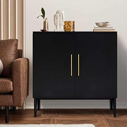 Kfo Storage Cabinet With Doors, Freestanding Sideboard, Black Side Storage Cabinet With Doors, Modern Accent Cabinet For Bedroom, Living Room, Office And Hallway, 2 Pack… #TOP5