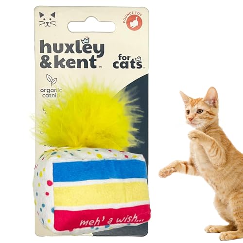 Huxley & Kent Plush Cat Toy | Meh' A Wish Cake | Birthday Strong Catnip Filled Cat Toy | Plush Interactive Kitten and Cat Toy with Catnip and Crinkle | Kittybelles