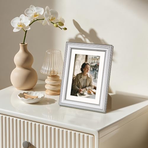 Image of upsimples 5x7 Picture Frame, Vintage Frames Decor, 1Pack Silver | Fit 4x6 and 5 x 7 Photo, Wall or Tabletop Display, Antique-style Decoration, Rustic Farmhouse Decor, For Weddings