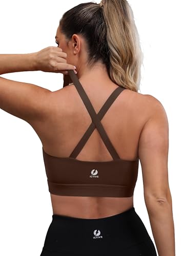 Strappy Sports Bras for Women, Criss Cross Back Racerback High Impact Padded Yoga Bras Workout Clothes for Women2
