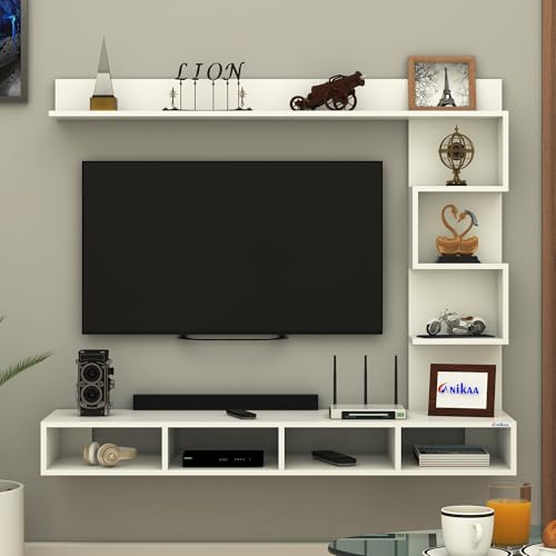 Image of Anikaa Laura Engineered Wood Wall Mount TV Unit /TV Stand /TV Cabinet /TV Entertainment Unit /Set Top Box Stand (Ideal for 43 Inch) (D.I.Y) (White)