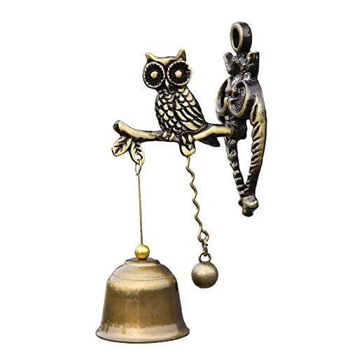 HYFDGV Gjutjärn hängande dörrklocka gjutjärn dörrklocka gjutjärn klocka retro nostalgi butik dörrklocka dörrklocka ringar uggla vägg dekorativ prydnad 11 x 4 cm dekorativa klockor gjutjärn dörrklocka