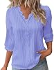 Yaoeye Blusas de Encaje de Manga 3/4 para Mujer, Casuales, con Escote en V, Lindas, Holgadas, Elegantes y Casuales 2