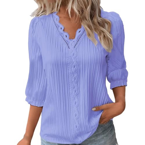 Clearance Items 3/4 Sleeve t Shirts for Women Three Quarter Sleeve Tops Woman Elbow Sleeve Tops Women Amazon Fashion Womens Clothing 2025 Blusas de Mujer de Moda en oferta Spring Sale 2025 Blue