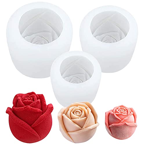 3 moldes de flores de rosas 3D moldes de silicona para pasteles de mousse molde para hornear chocolate,3D de silicona en forma de flor de rosa utilizado para postres herramientas para hornear Cover