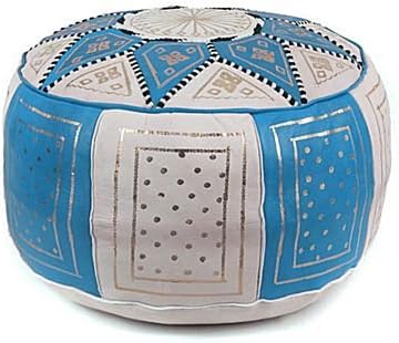 marrocan leather pouf modern Pouffe, Ottoman, (Blue)