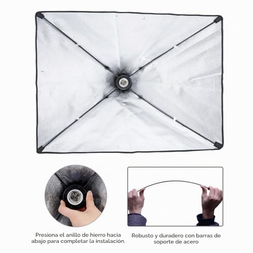 Miniatura 5 de Andoer Softbox Iluminacion Kit Fotografia Con 3 Softbox 50 70cm, 3 Bombilla Led De 45w, 3 Soportes De Luz 2m, Brazo De Pluma Para Retrato De Estudio Producto Foto Video Transmisión En Vivo