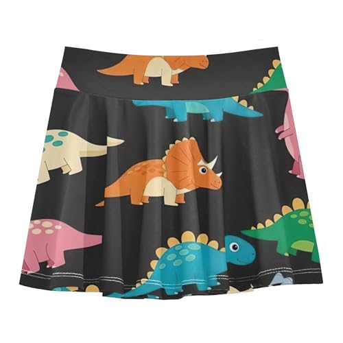 Joisal Toddler Tennis Skirts Cute Dino Party Black Girls Skorts Athletic Shorts Pleated Teen Skirt 4t