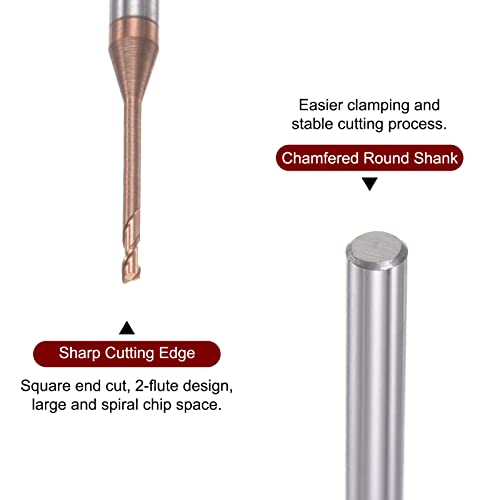 Image of HARFINGTON Square Nose End Mill 4mm Shank 1.5mm x 20mm Titanium Coated Solid Carbide Long Reach Extended Neck 2 Flutes CNC Router Bit Milling Cutter for Stainless Steel Alloy Hardened Steel