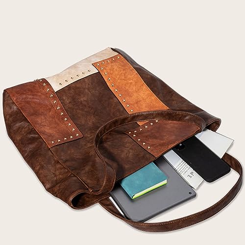 Bolso tote para mujer de cuero PU patchwork miniatura 5